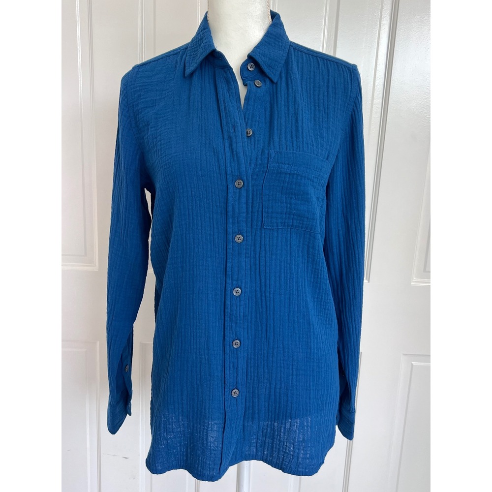 Women's blue J.Crew cotton gauze shirt XS